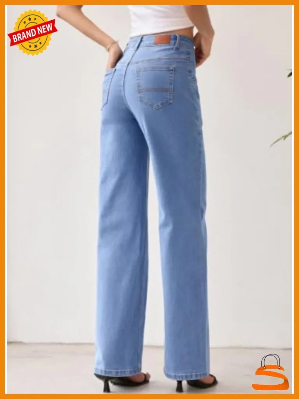 High Waisted Wide Leg Baggy Stretchy Jeans with Pockets